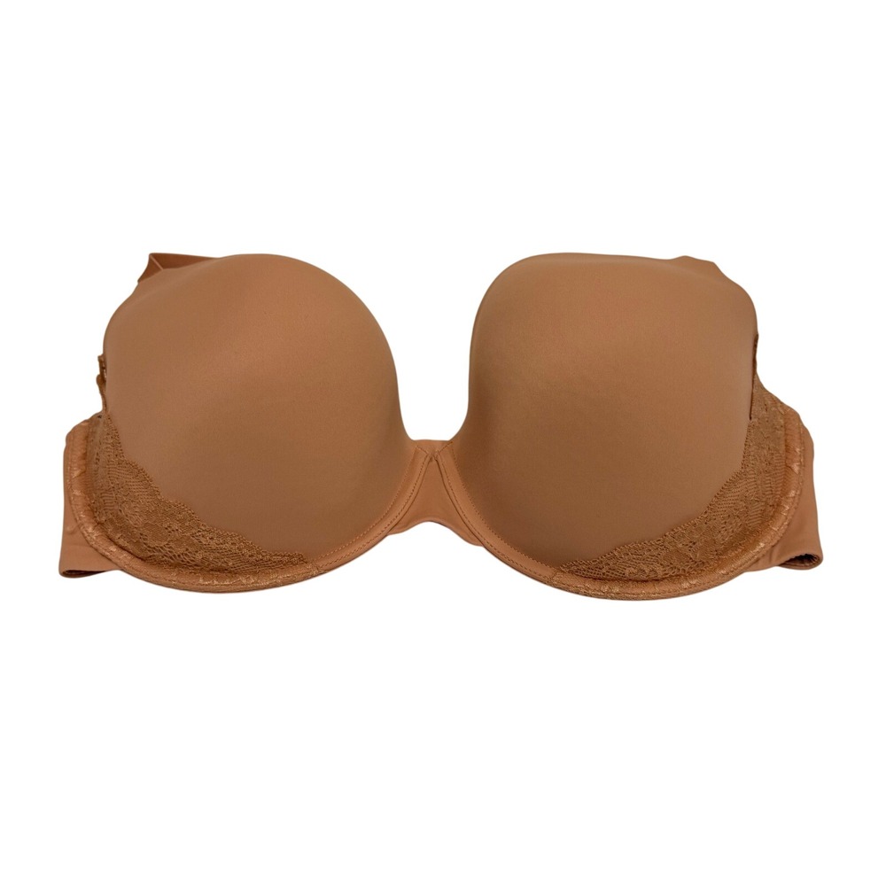 SPANX 38G Strapless Push Up Bra Beige Lace Trim Underwire Convertible
